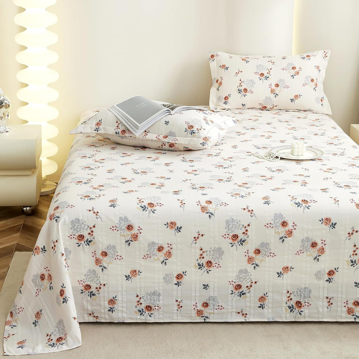 Laken King Size - Cloud Cotton 300 TC - Bloemenmotief (270x250cm)