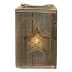 Windlicht 19x19x28 cm Bruin Hout Ster Kaarsenhouder