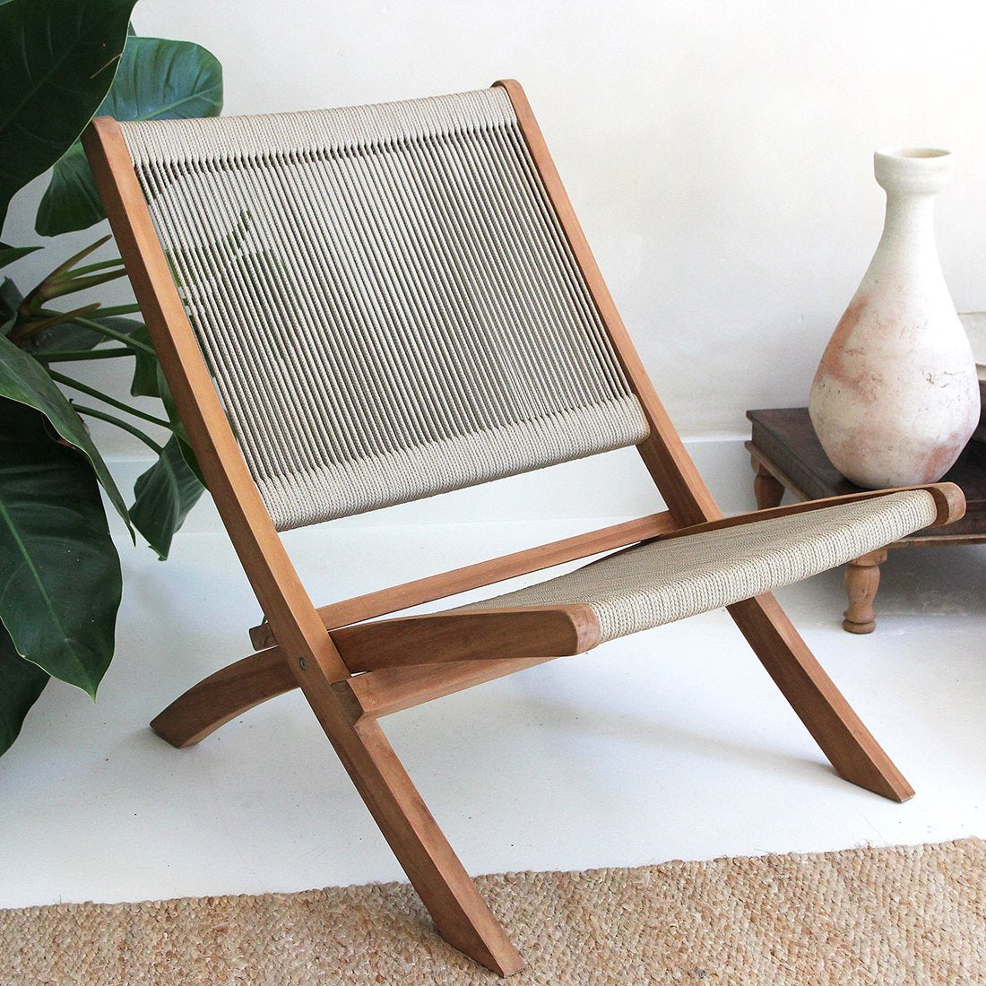 Rope opvouwbare loungestoel naturel