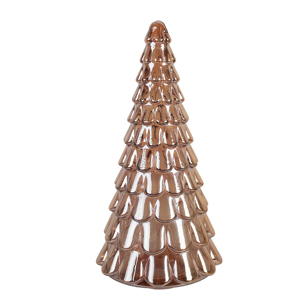Kerstdecoratie Beld Kerstboom Ø 20x40 cm Bruin Glas
