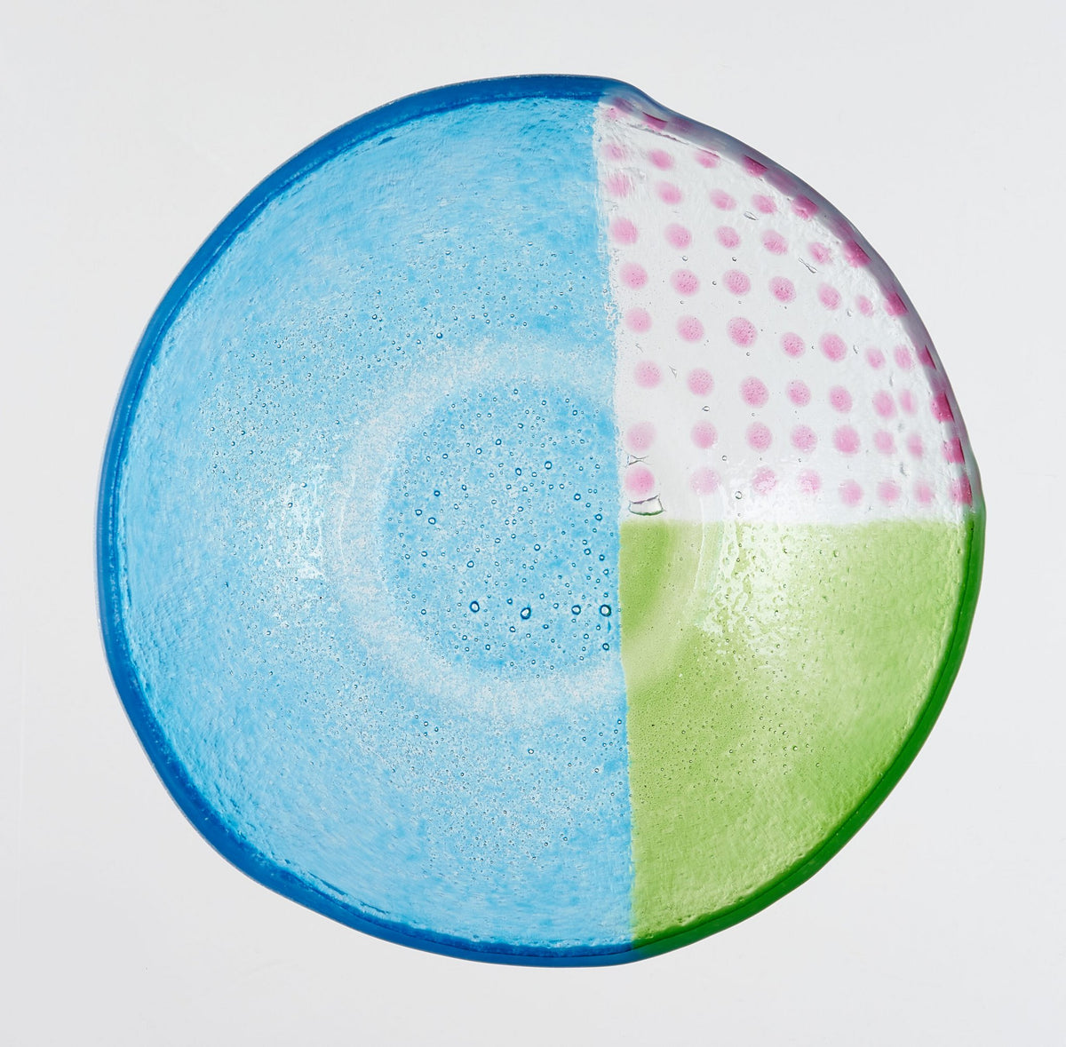 Artisano Bowl Soep 16x6 blauw en groen met roze stippen