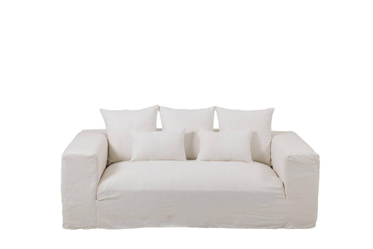 J-Line hoes Voor Zetel + 5 Kussens Monaco Sofa - linnen - wit