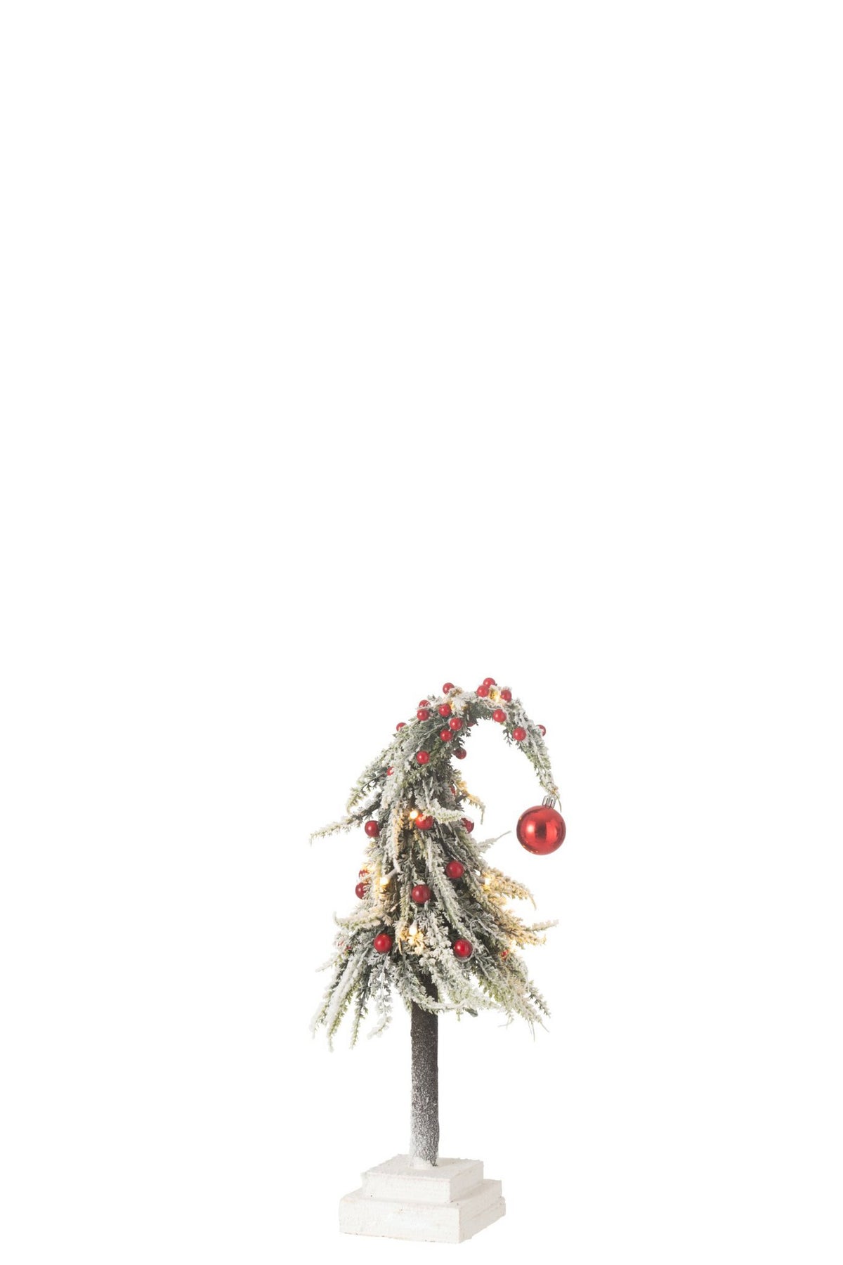 J-Line Kerstboom Muts+Led Kunststof Sneeuw Groen/Rood Small