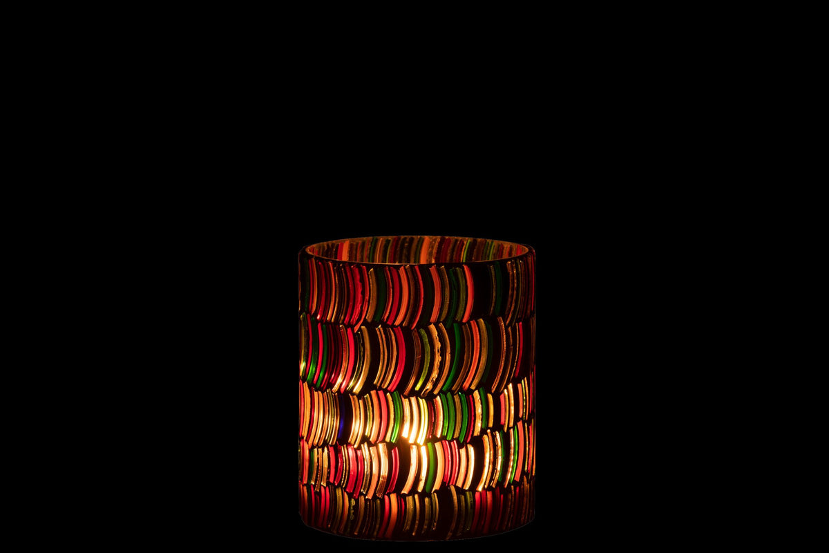 J-Line windlicht Mozaiek Curve - glas - mix - medium