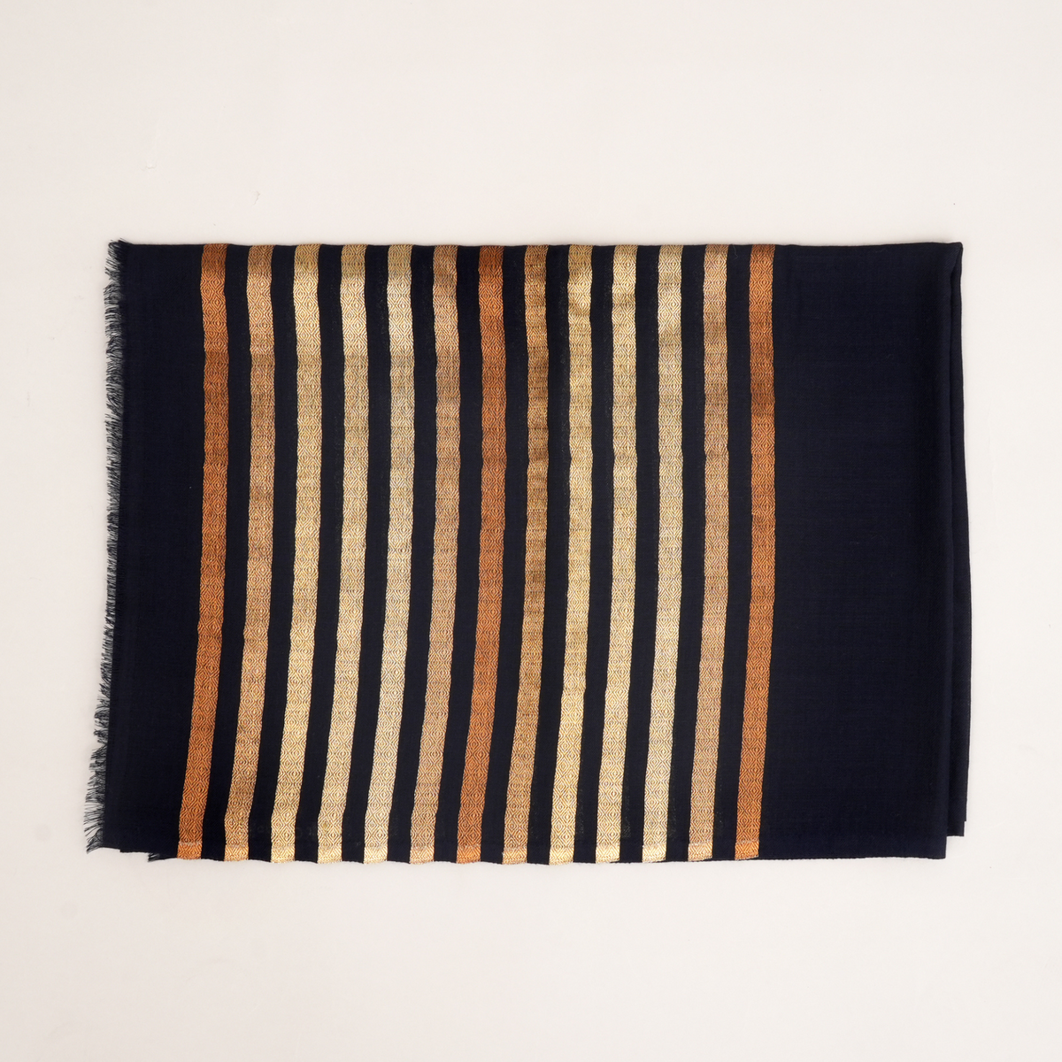 Sjaal | Wolmix Zari Work | Marineblauw