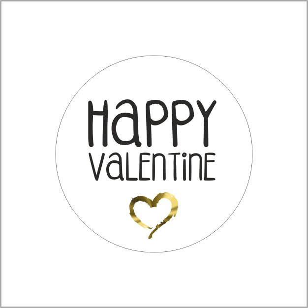 Etiketten - Happy Valentine - wensetiket - rol van 500 stuks
