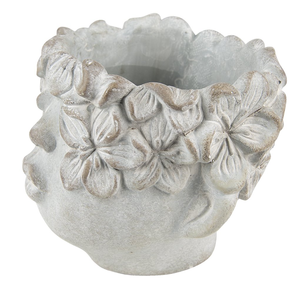 Bloempot Hoofd 12x10 cm Grijs Steen
