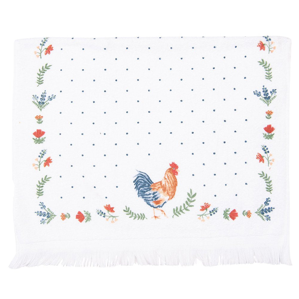 Gastendoekje 40x66 cm Wit Groen Katoen Haan Toilet Handdoek