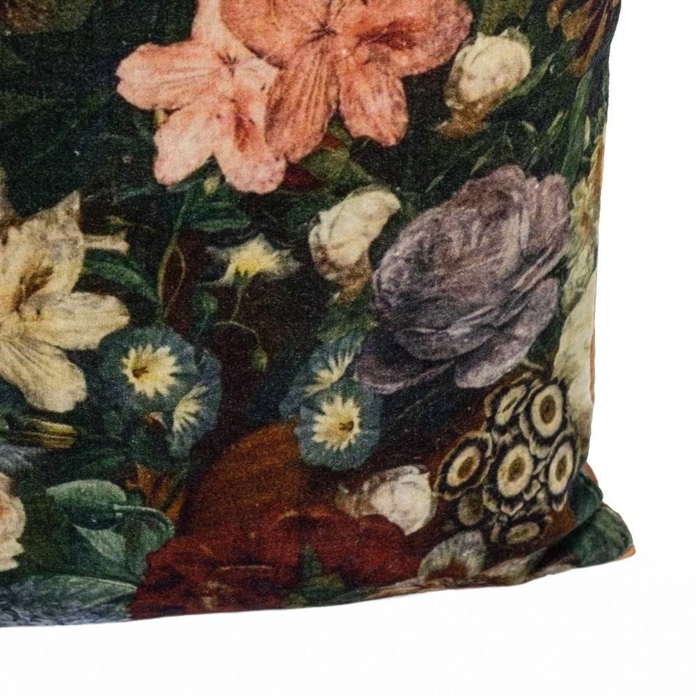 Kussen velvet bloemen