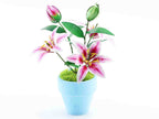 Bouwpakket 3D Model DIY Roze Lelies in Pot- gekleurd- metaal