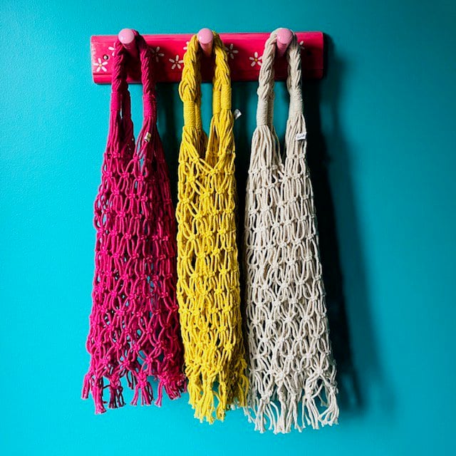 Luna-Leena tas macrame gebroken wit - katoen - handgemaakt in Nepal