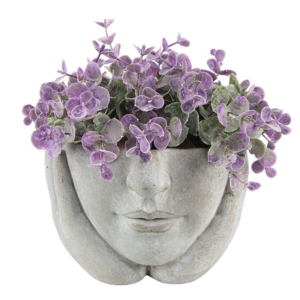 Bloempot Hoofd Ø 11x11 cm Grijs Steen plantenpot