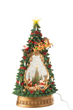 J-Line decoratie Kerstboom Dorp + Lichten - kunststof - mix