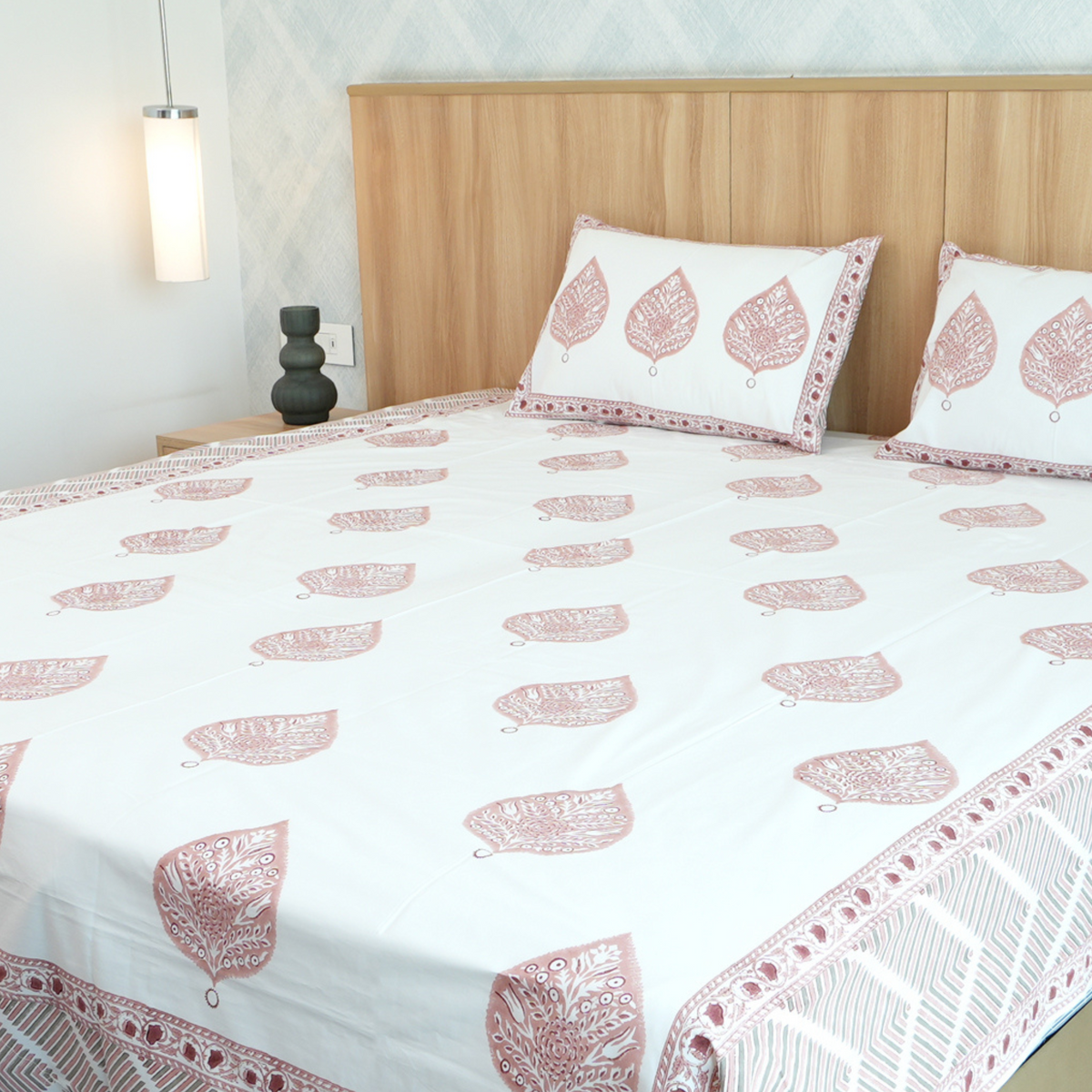 Laken | Katoenen handblok Rajasthani | 3-delige set