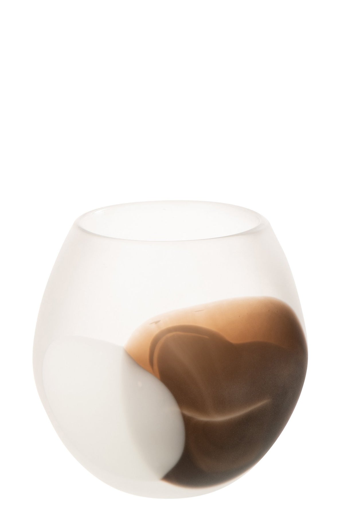 J-Line windlicht Bal - glas - wit/bruin - L
