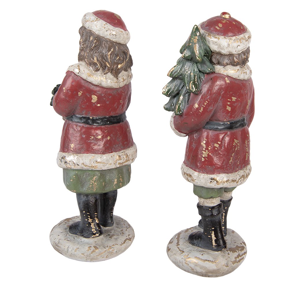 Kerstdecoratie Beeld Kinderen 9x7x22 / 8x8x22 cm Rood Kunststof