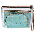 Toilettas Dames Set van 3 23x17 / 20x13 / 18x12 cm Turquoise Polyester Hartjes