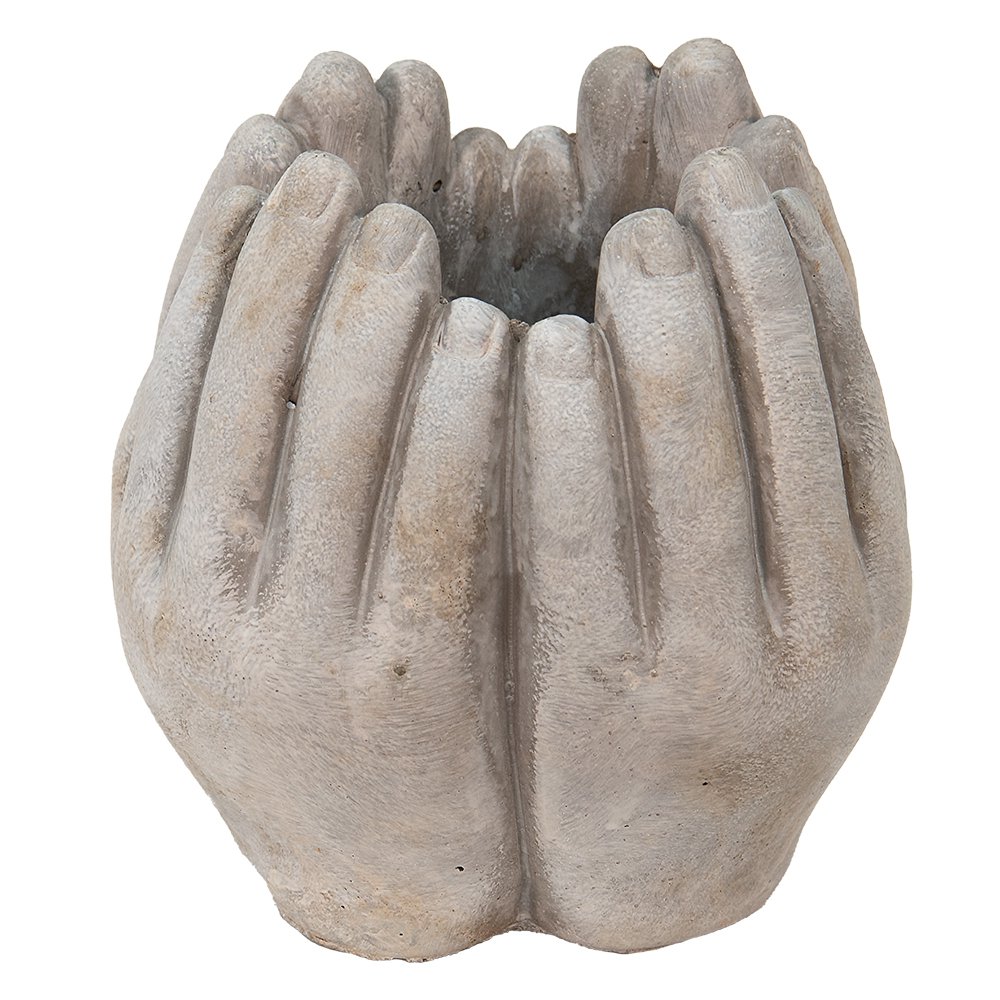Bloempot 15x15x17 cm Beige Steen Handen Bloempot Binnen