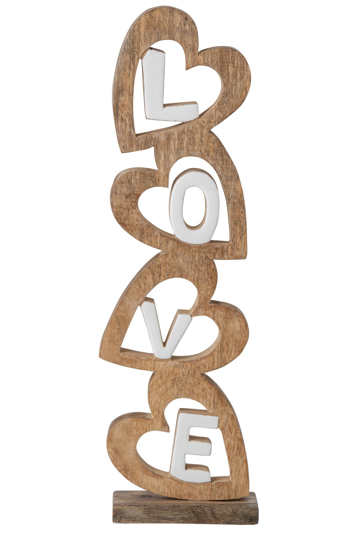 J-Line Love met hart - mangohout - naturel/wit - large