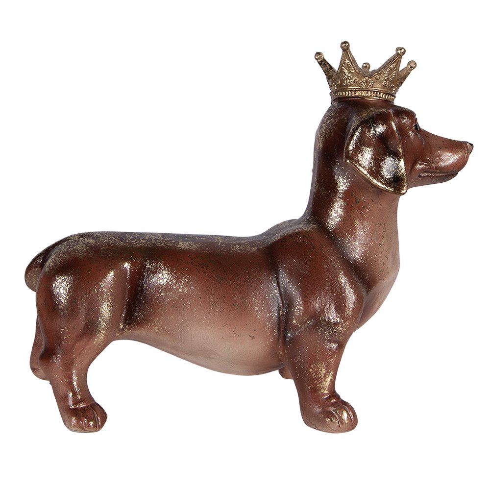 Decoratie Beeld Hond Teckel 35x14x28 cm Bruin Kunststof