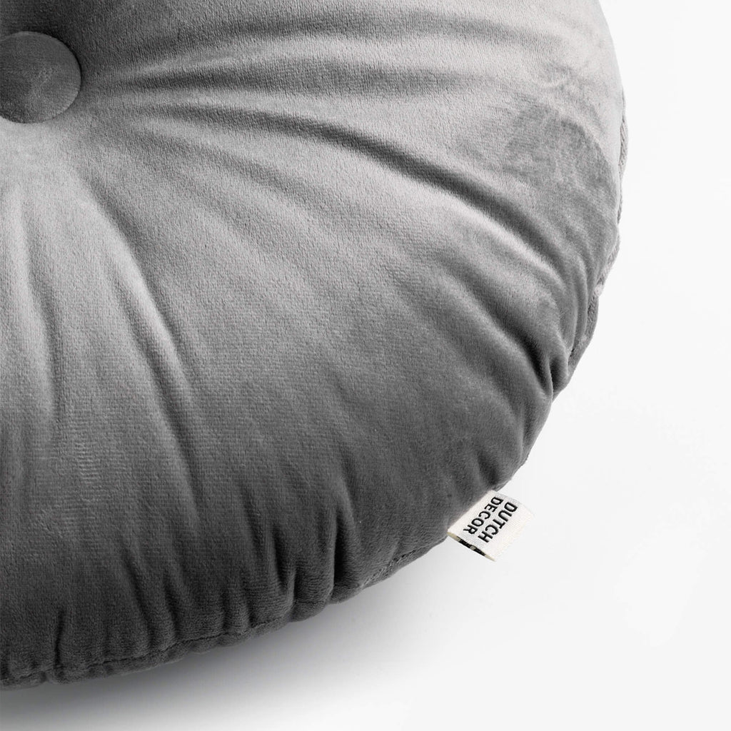 Dutch Decor Olly - Kussen Ø38 cm - Rond fluweel - Micro Chip - Grijs