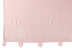 J-Line Plaid Pompon - polyester - zachtroze - 170 x 130 cm