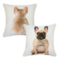 Canvas kussen franse bulldog blond dubbelzijdig 33x33cm