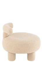 J-Line Kruk Rond Met Rugleuning Bouclé Warm Beige