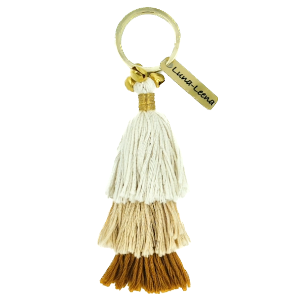 Luna -Leena Keychain Tassels Brown - Bag Charm - Organic Cotton - Handmade in Nepal - Bag Hanger