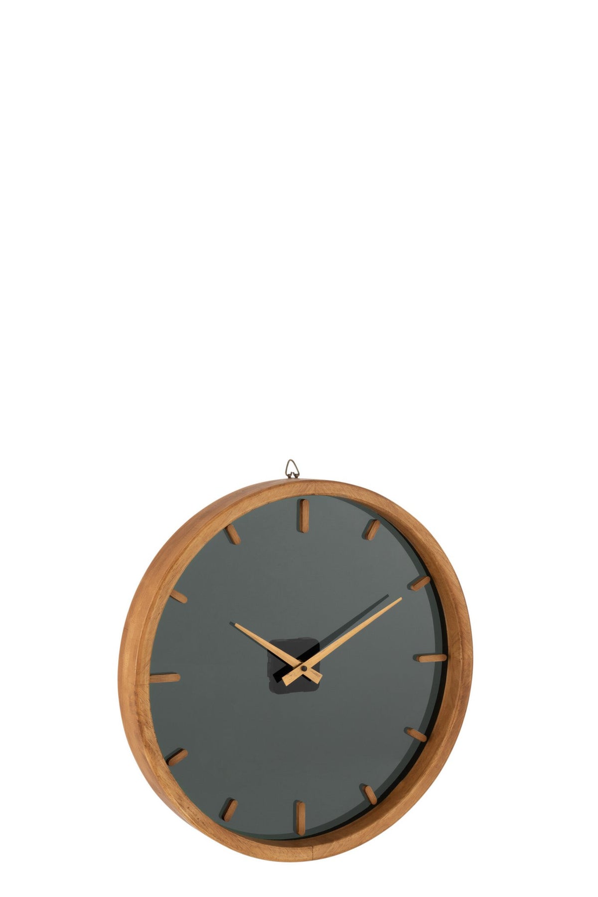 J-Line klok Rond - hout/glas - bruin/zwart - Ø 40 cm