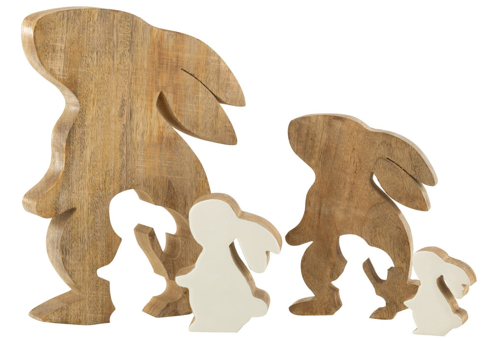 J-Line decoratie Konijn Profiel Silhouet - hout - wit/naturel - large