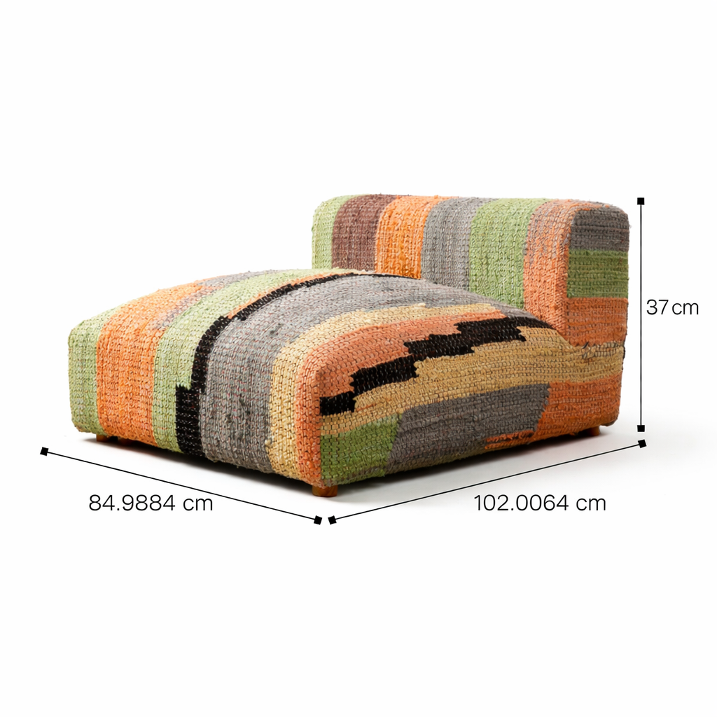 Vloerligbed van gestreept katoen met rugleuning Veelkleurig - 102 cm