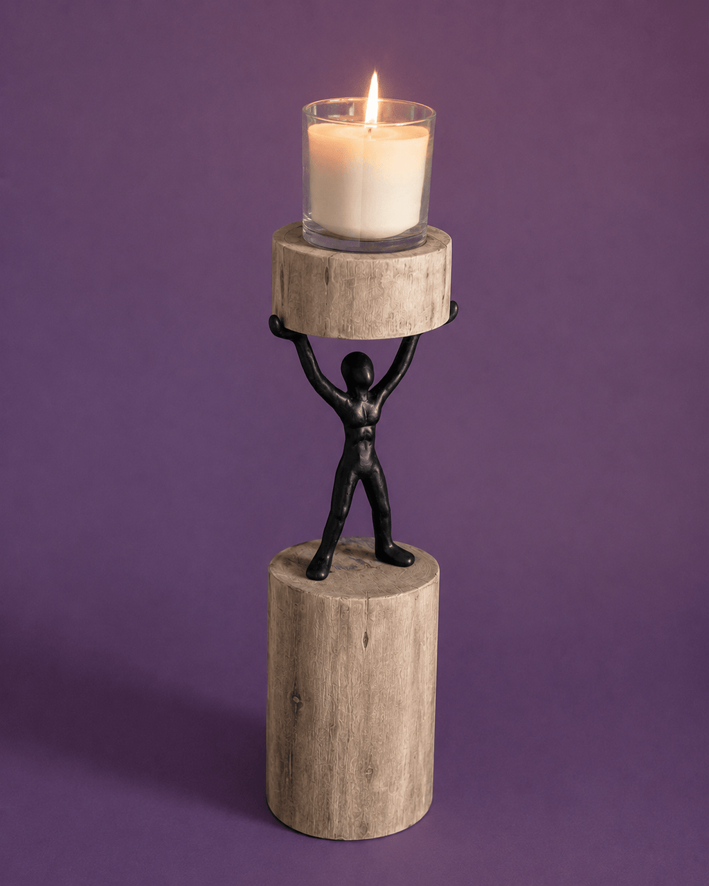 Kaarshouder | Mangohouten zuil | Groot, 12x10x5cm