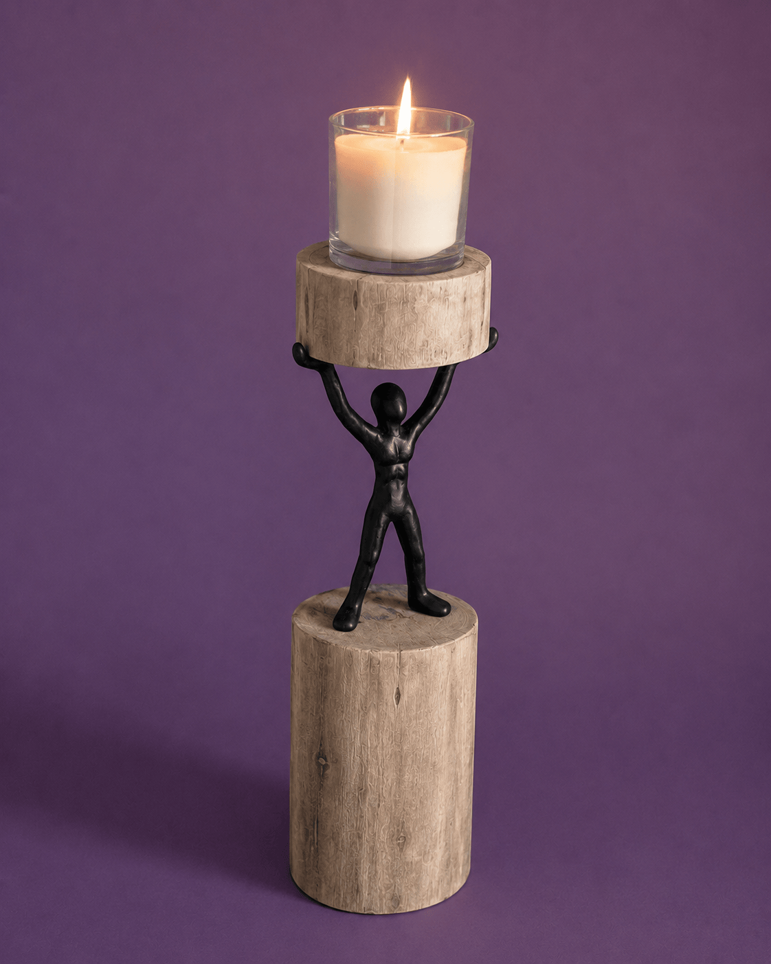Kaarshouder | Mangohouten zuil | Groot, 12x10x5cm