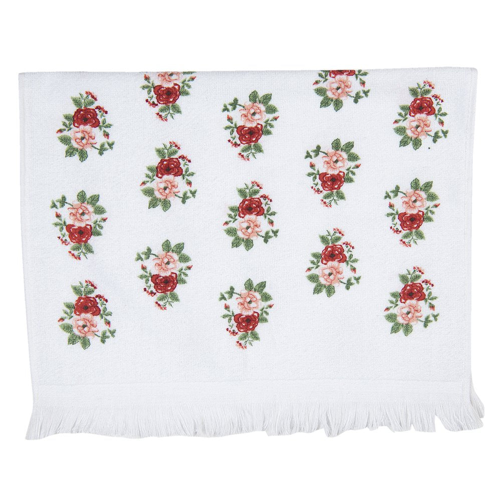 Gastendoekje 40x66 cm Wit Groen Katoen Rozen Toilet Handdoek