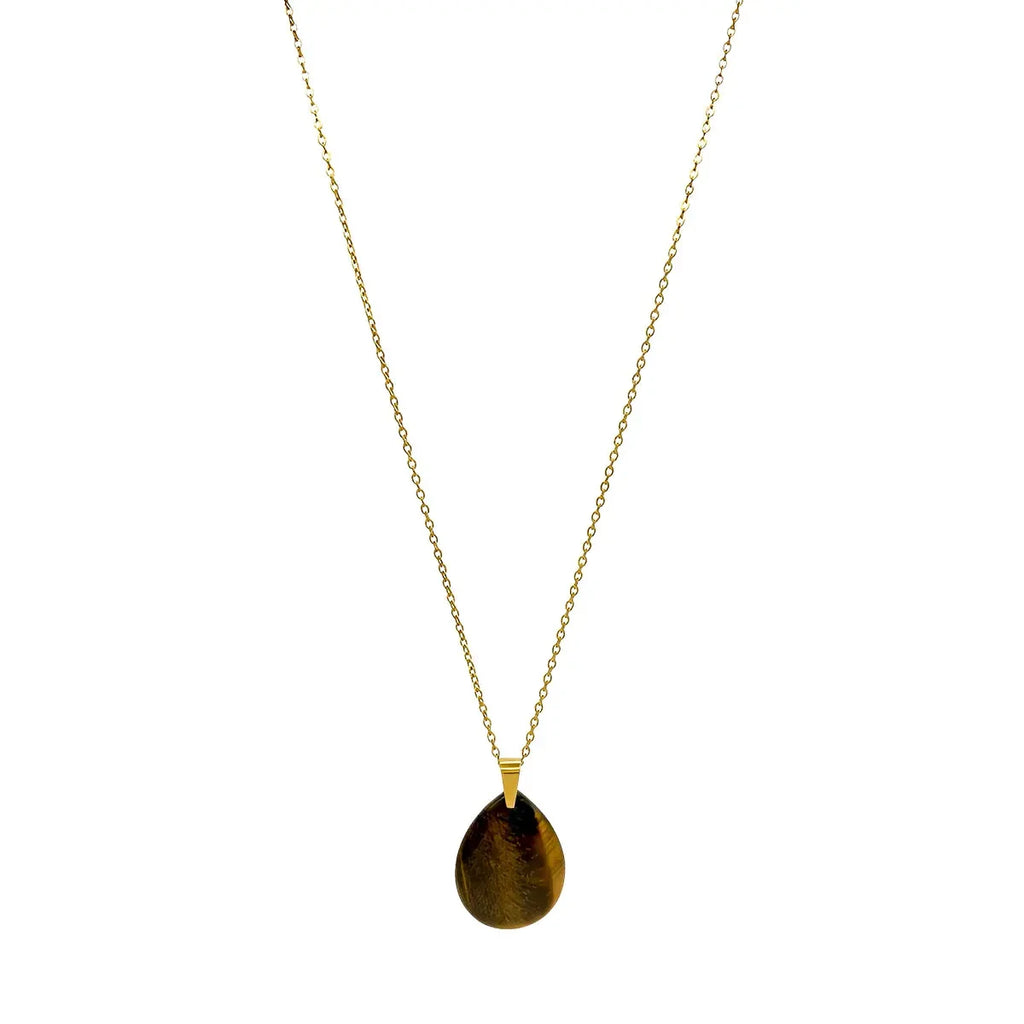 Louiz Lange Edelsteenketting met Tijgeroog hanger