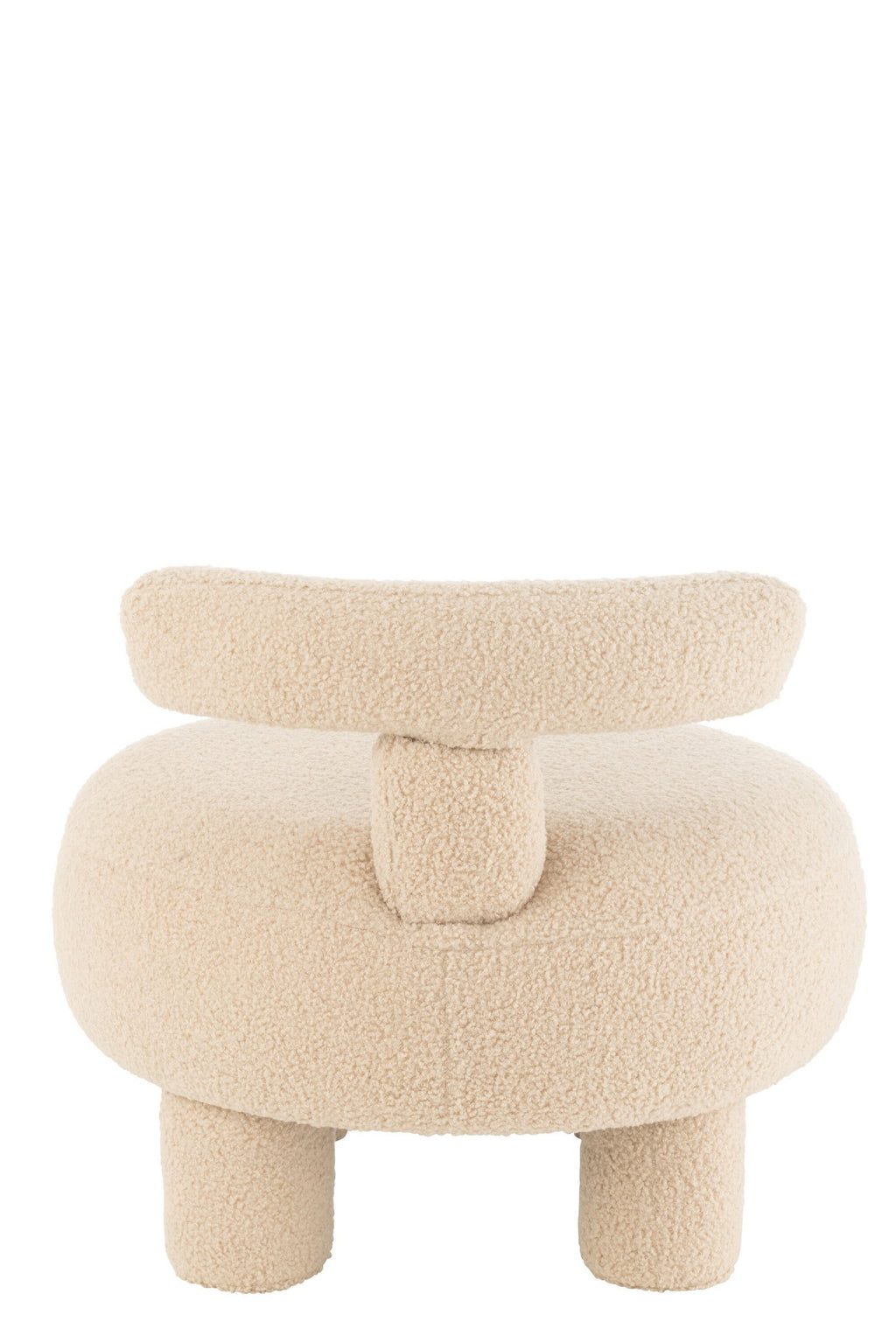 J-Line Kruk Rond Met Rugleuning Bouclé Warm Beige