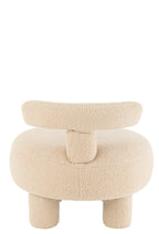 J-Line Kruk Rond Met Rugleuning Bouclé Warm Beige