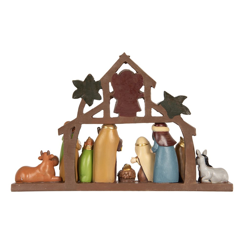 Kerstdecoratie Beeld Kerstgroep 32x5x20 cm Bruin Kunststof