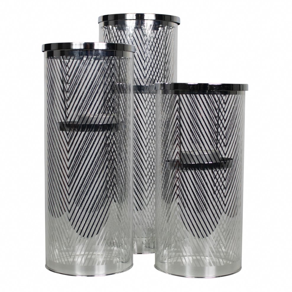 *windlicht cilinder zilver visgraat breed small 25cm*