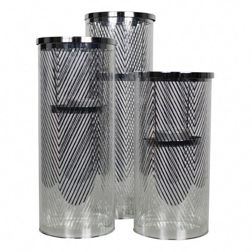*windlicht cilinder zilver visgraat breed small 25cm*