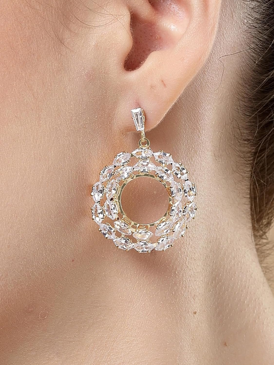 Amerikaanse diamanten ronde oorbellen – vergulde mode-sieraden – retailpaar