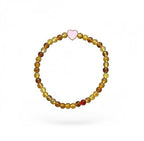 Kinderarmband natuursteen Amber 4 mm met hartje (14 cm)