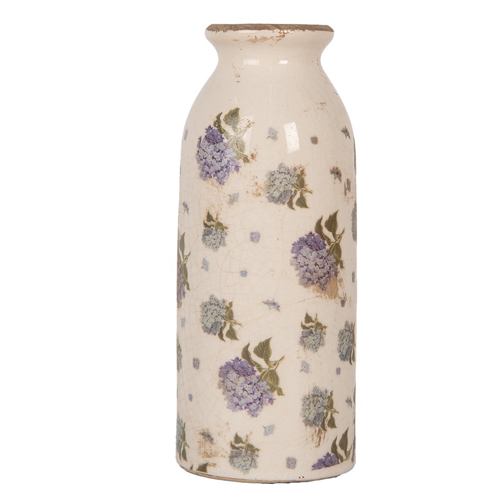 Vaas Ø 8x20 cm Beige Keramiek Bloemen
