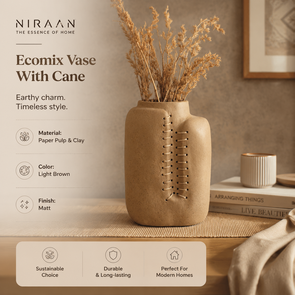 Niraan handgemaakte ecomix riet vaas