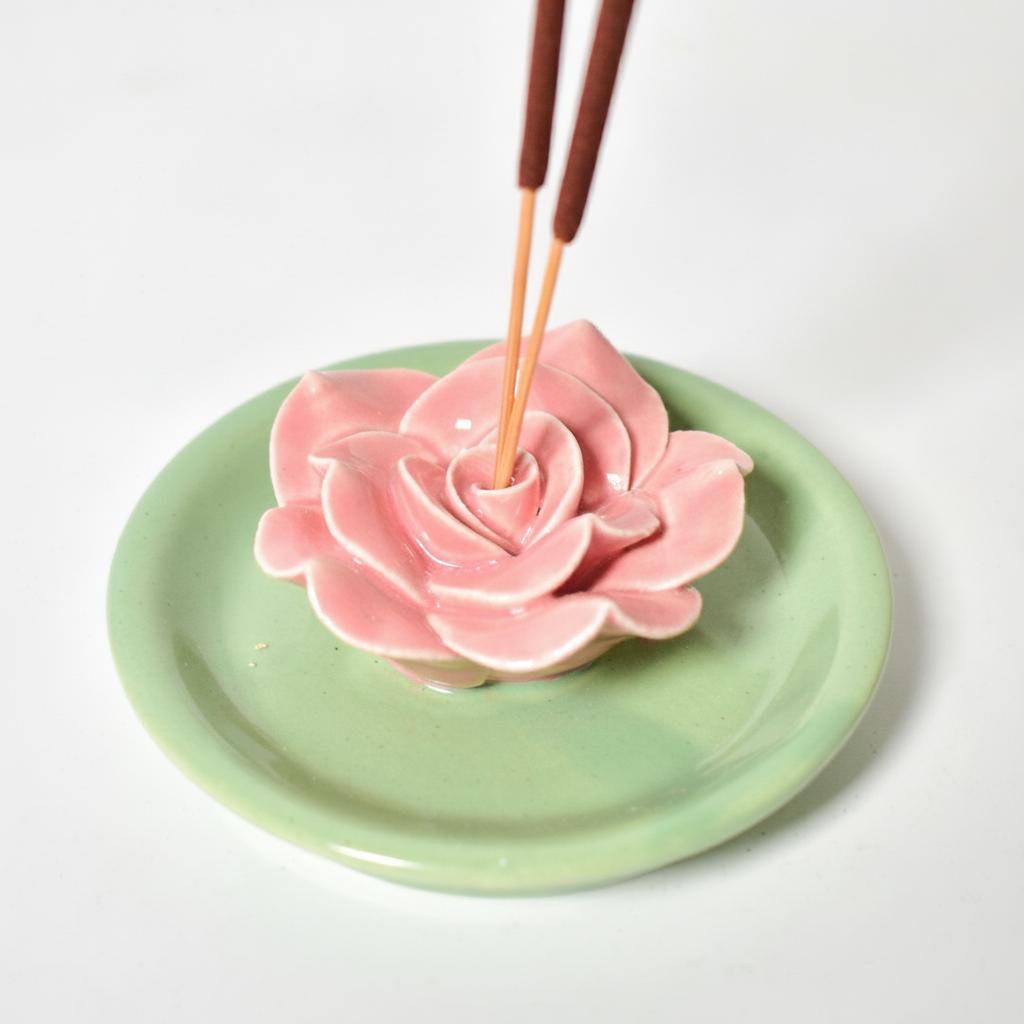 Wierookhouder | Gebeeldhouwd roze Lotus-ontwerp | Handgemaakt