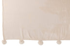 J-Line plaid Pompom - polyester - lichtbeige - 170 x 130 cm