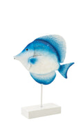 J-Line decoratie Vis Op Voet - metaal - blauw/wit