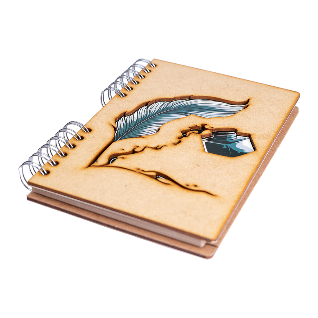 Duurzaam Houten Notitieboek – Komoni – Ink-Feather – Gerecycled papier – Navulbaar