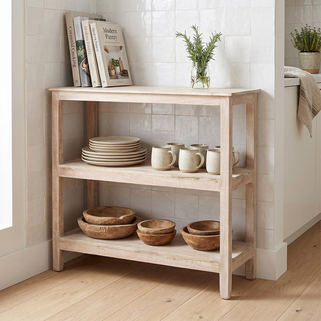 Limewash schoenenrek - 90x35x75 cm